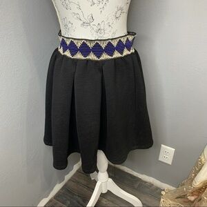 Alya Black Skirt Pleated Short Skirt Size Large